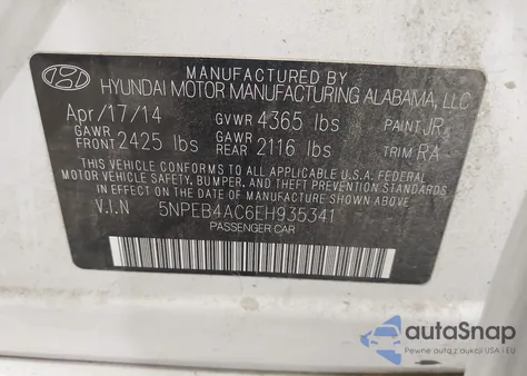2014 Hyundai Sonata Gls из США, поврежденный, VIN 5NPEB4AC6EH935341